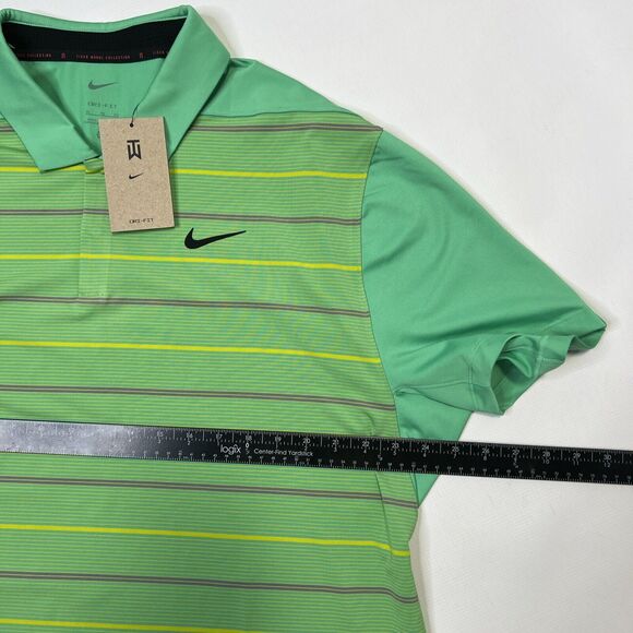 Nike Dri-FiT Tiger Woods ADV Striped Golf Polo XL Spring Green Yellow NEW $90 - Picture 5 of 15